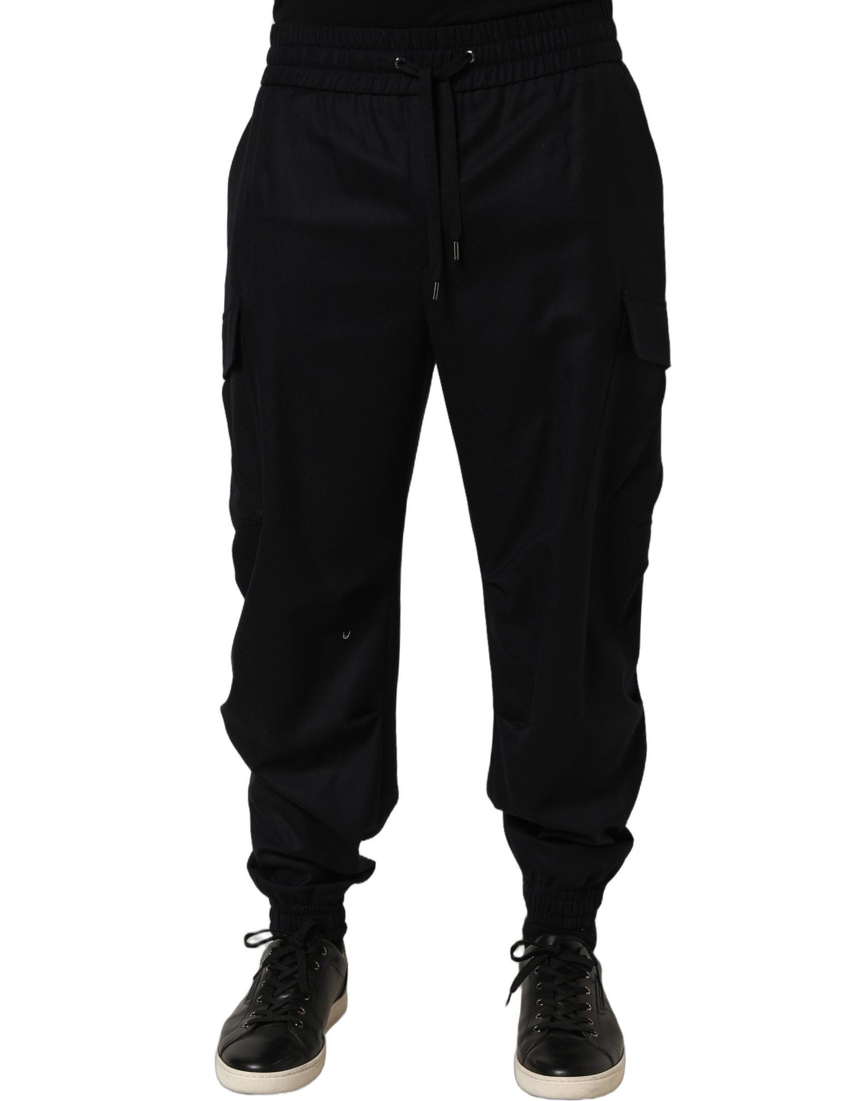 Dolce & Gabbana Black Mid Waist Cargo Jogger Sweatpants Pants