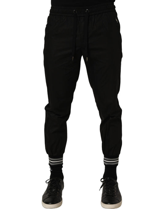 Dolce & Gabbana Black Cotton Mid Waist Jogger Sweatpants Pants