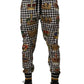 Dolce & Gabbana Multicolor Houndstooth Crown Men Sweatpants Pants
