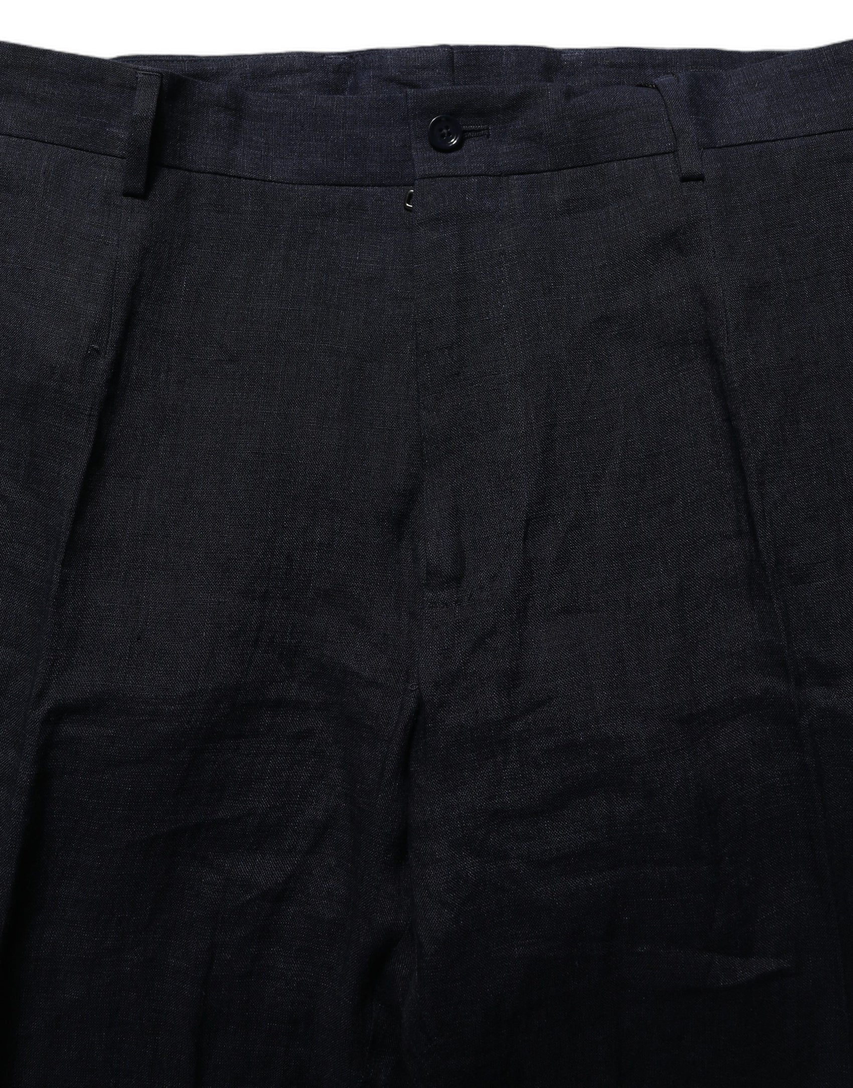 Dolce & Gabbana Black Linen Straight Leg Dress Trouser Pants