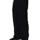 Dolce & Gabbana Black Linen Straight Leg Dress Trouser Pants