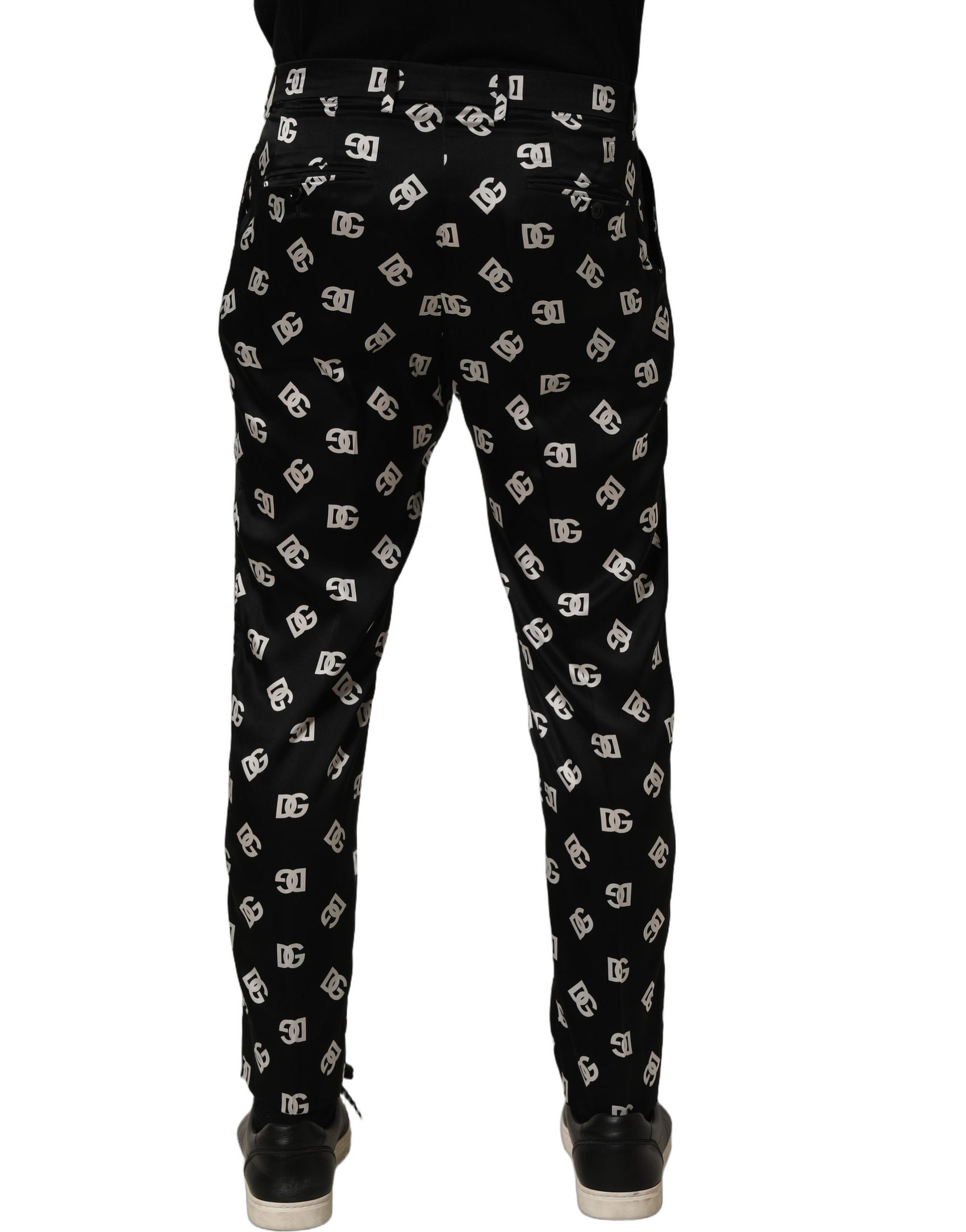 Dolce & Gabbana Black Silk Skinny Leg Dress Men Trouser Pants