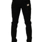Dolce & Gabbana Black Logo Monogram Cotton Slim Denim Jeans