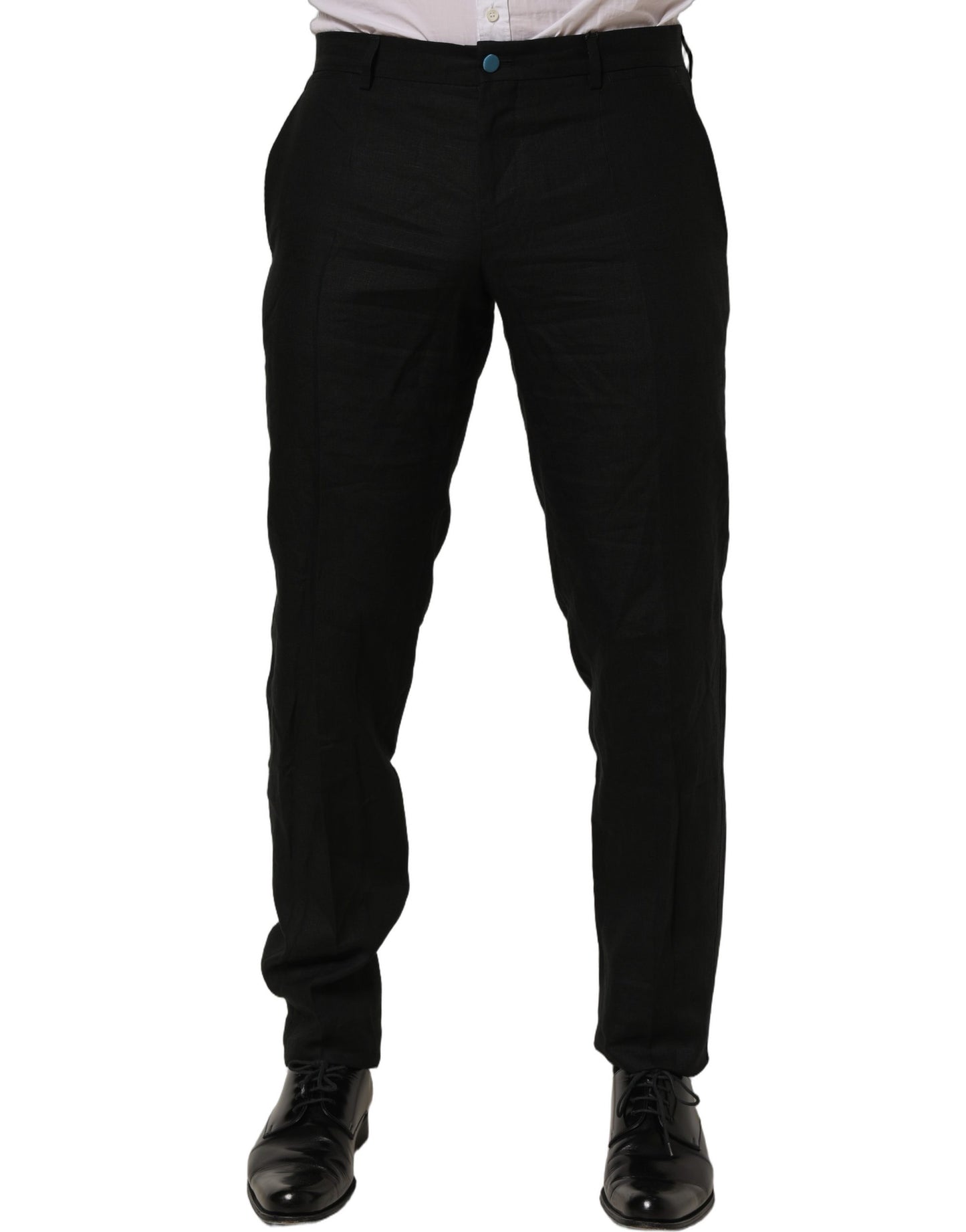 Dolce & Gabbana Black Linen Skinny Leg Dress Trouser Pants