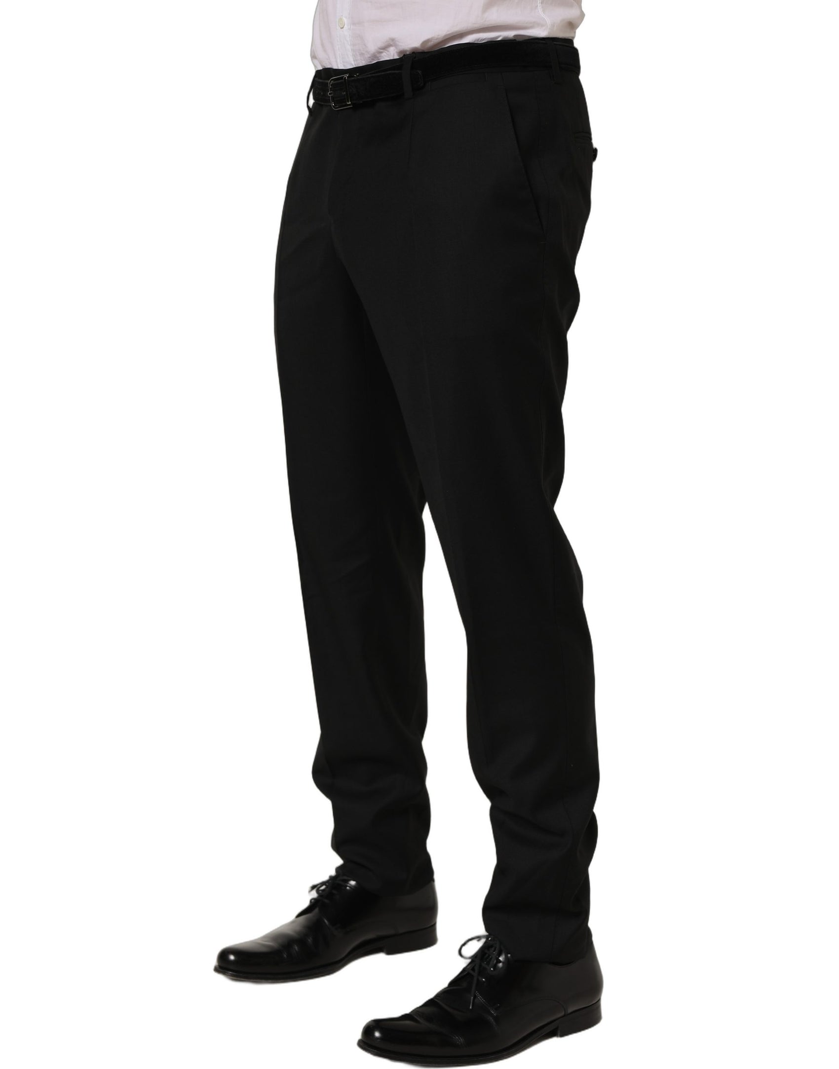 Dolce & Gabbana Black Wool Skinny Leg Dress Trouser Pants