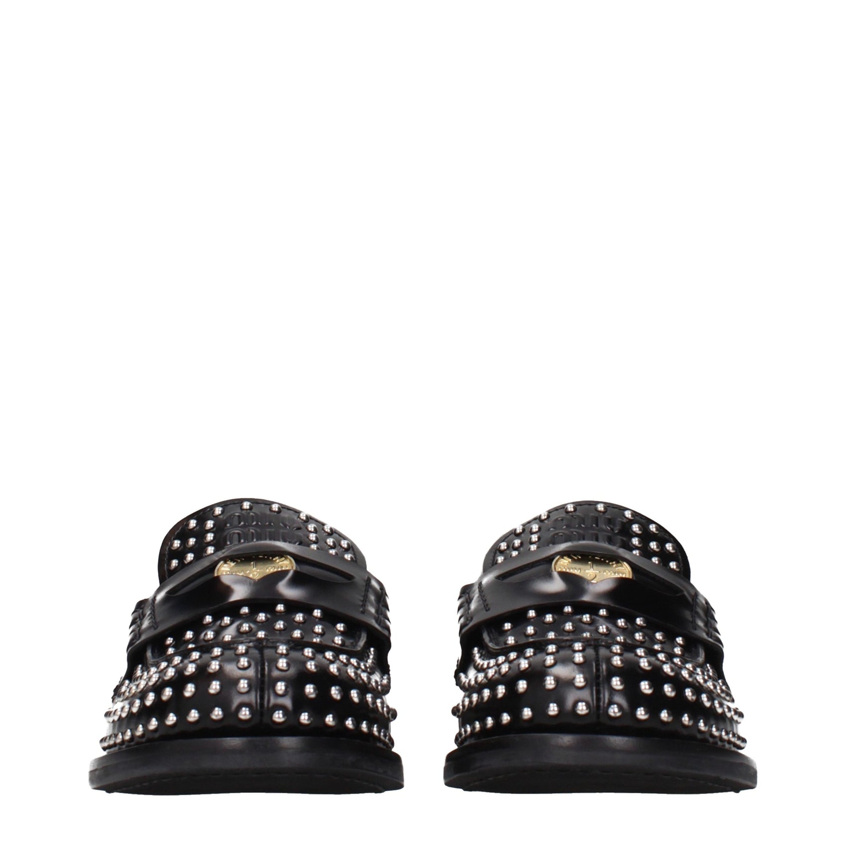 Miu Miu Black Leather Slip-On Loafers
