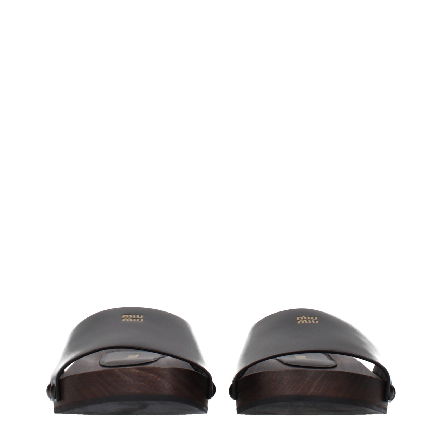 Miu Miu Black Leather Slippers