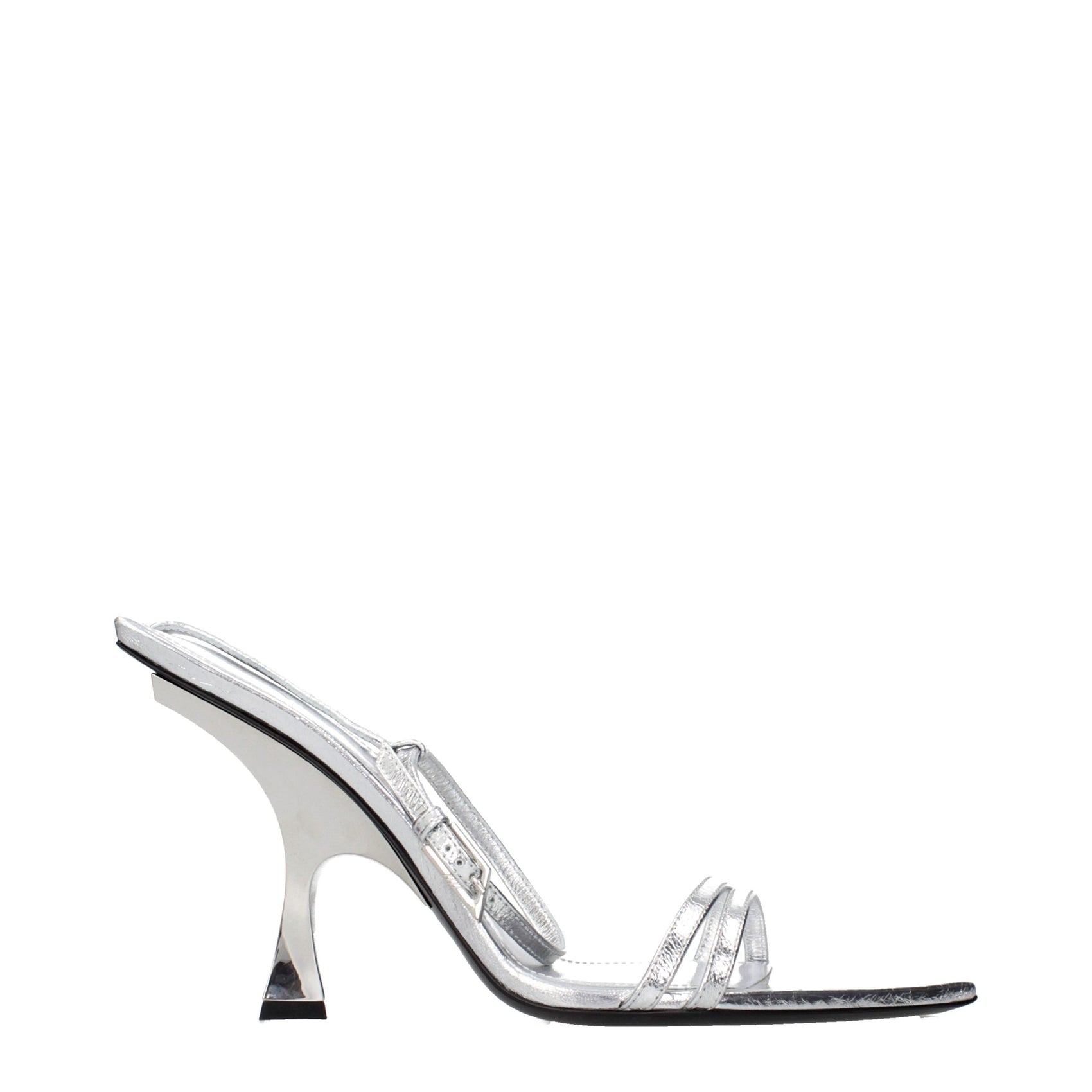 The Attico Gray Leather Stiletto Heel Sandals
