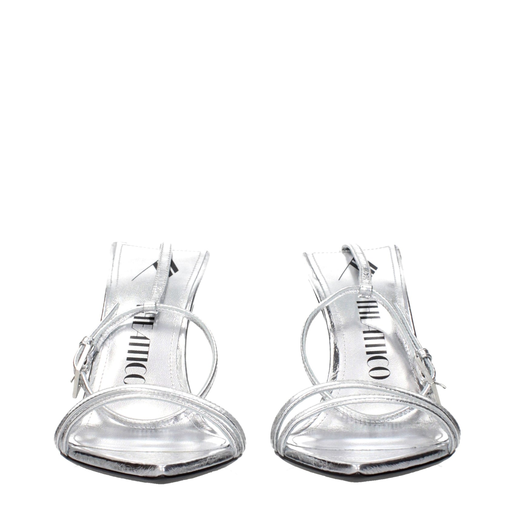 The Attico Gray Leather Stiletto Heel Sandals