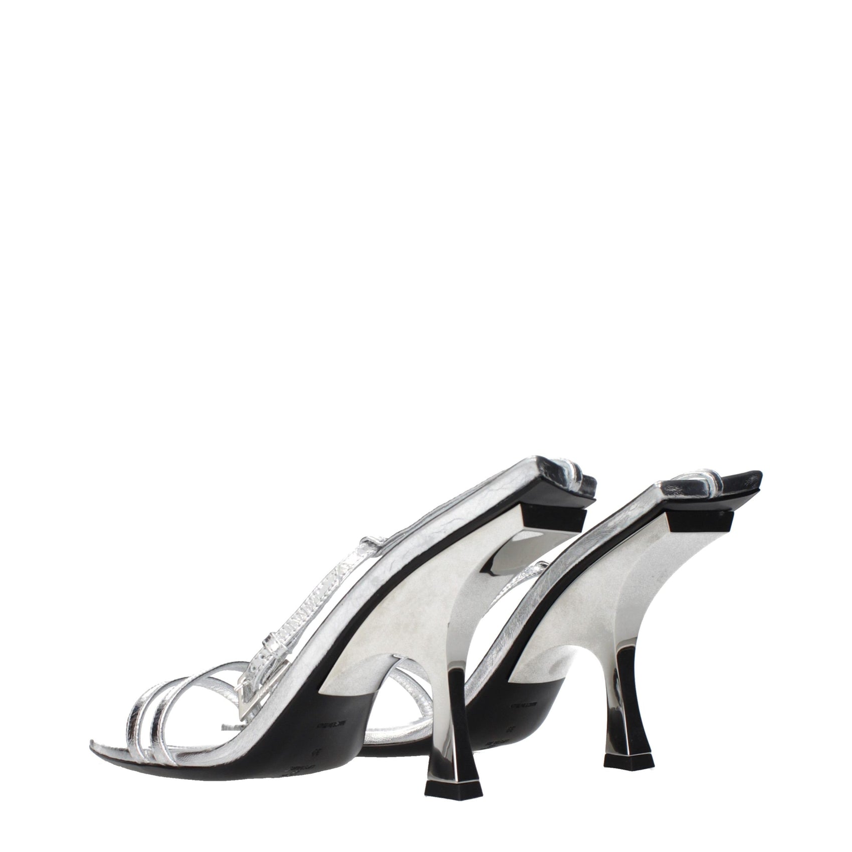 The Attico Gray Leather Stiletto Heel Sandals