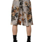 Dolce & Gabbana Beige Floral Print Silk Men Bermuda Shorts