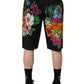 Dolce & Gabbana Black Cotton Tropical Floral Bermuda Shorts
