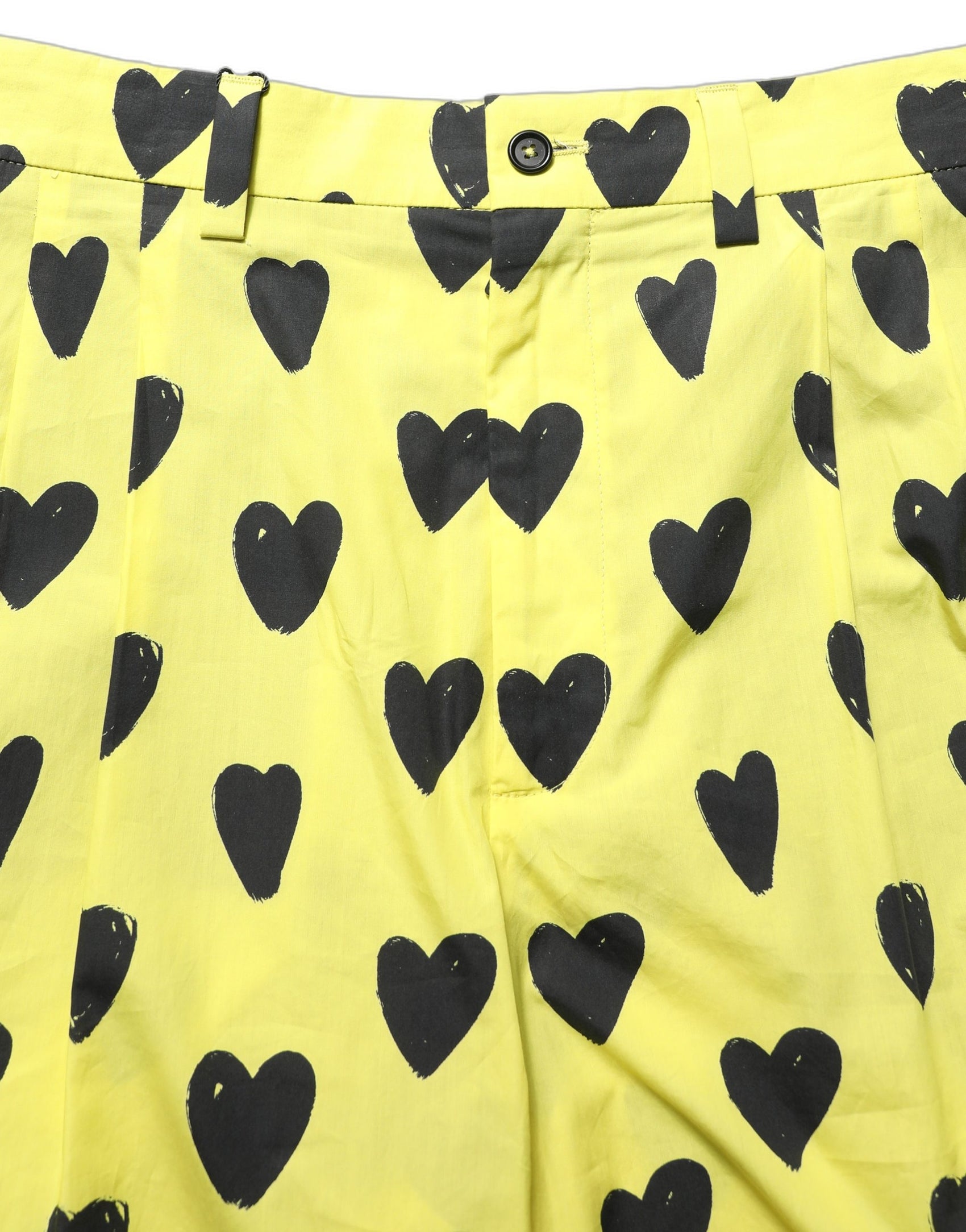Dolce & Gabbana Yellow Cotton Heart Print Men Bermuda Shorts