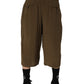 Dolce & Gabbana Brown Silk Mid Waist Pleated Bermuda Shorts