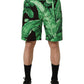 Dolce & Gabbana Black Green Banana Leaf Men Bermuda Shorts