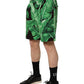 Dolce & Gabbana Black Green Banana Leaf Men Bermuda Shorts