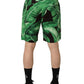 Dolce & Gabbana Black Green Banana Leaf Men Bermuda Shorts