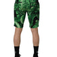 Dolce & Gabbana Black Green Banana Leaf Men Bermuda Shorts