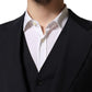 Dolce & Gabbana Black Wool Slim Fit Formal 3 Piece Men Suit