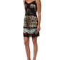 Dolce & Gabbana Multicolor Floral Leopard Silk Lace Trim Mini Dress