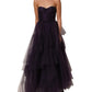 Dolce & Gabbana Purple Tiered Tulle Silk Long Gown Dress