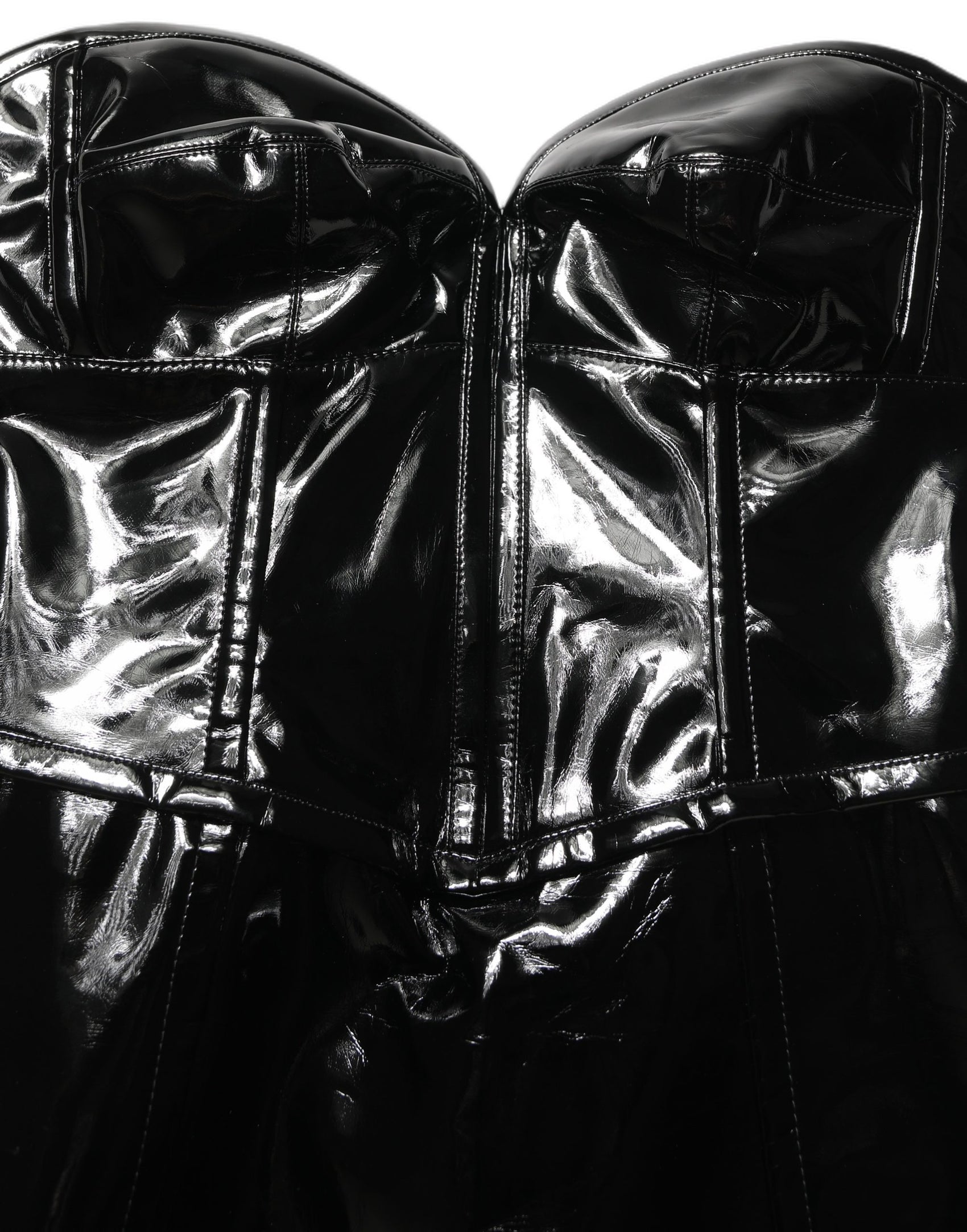 Dolce & Gabbana Black Patent Leather Corset Style Mini Dress