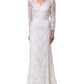 Dolce & Gabbana White Cotton Floral Lace Long Gown Dress