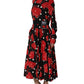 Dolce & Gabbana Black Handbag Print Long Sleeve Midi Dress