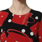 Dolce & Gabbana Black Handbag Print Long Sleeve Midi Dress
