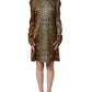 Dolce & Gabbana Brown Ocelot Print Long Sleeve Mini Dress