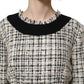 Dolce & Gabbana Multicolor Bouclé Tweed Frayed Trim Midi Dress