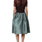 Dolce & Gabbana Multicolor Floral Lace Taffeta Pleated Midi Dress