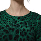 Dolce & Gabbana Green Leopard Print Silk Knee Length Dress