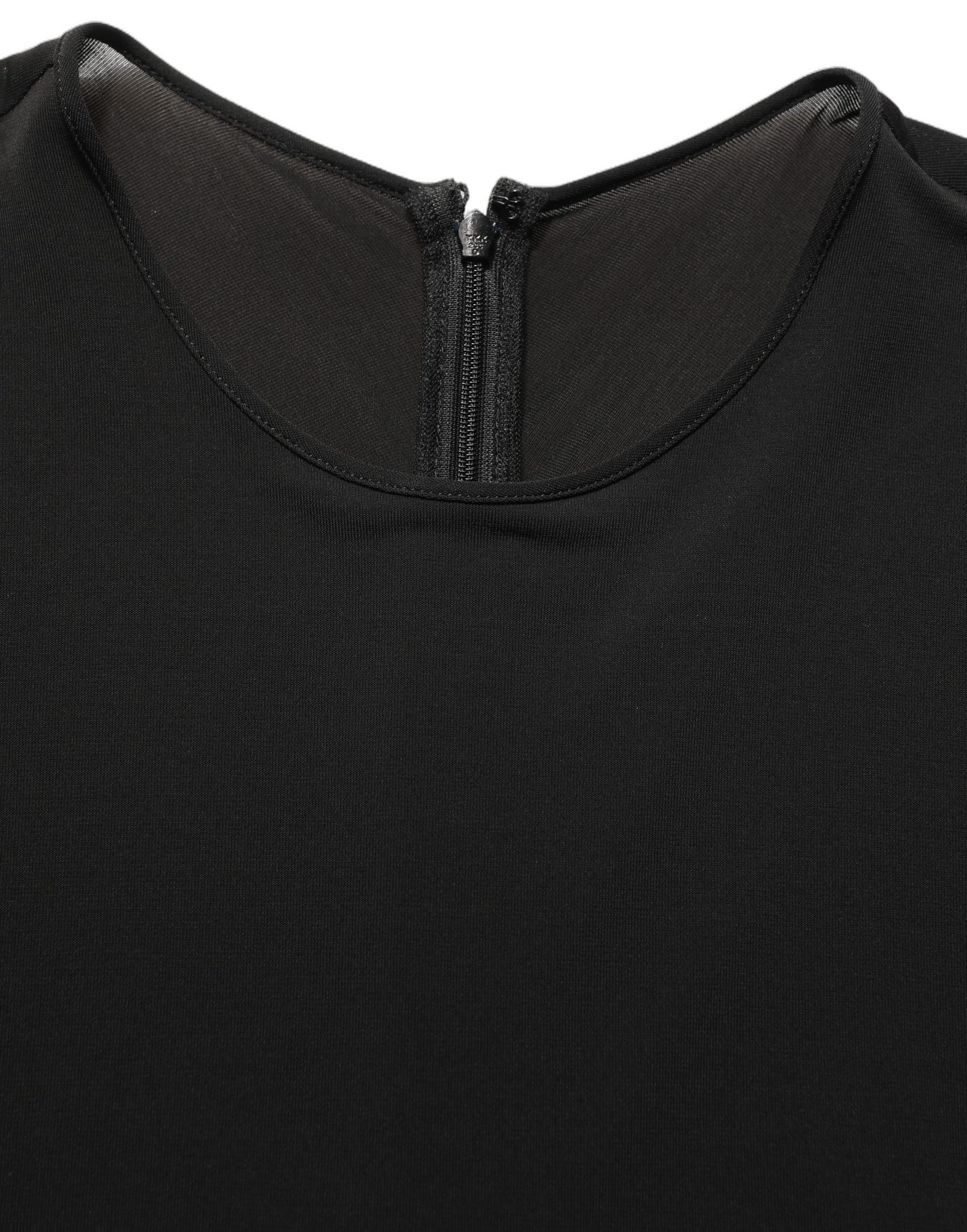 Dolce & Gabbana Black Cotton Long Sleeves Sheath Maxi Dress