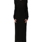 Dolce & Gabbana Black Cotton Long Sleeves Sheath Maxi Dress