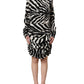 Dolce & Gabbana Black White Zebra Ruched Silk Mini Dress
