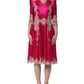Dolce & Gabbana Fuchsia Pink Lace Detail A-line Midi Dress