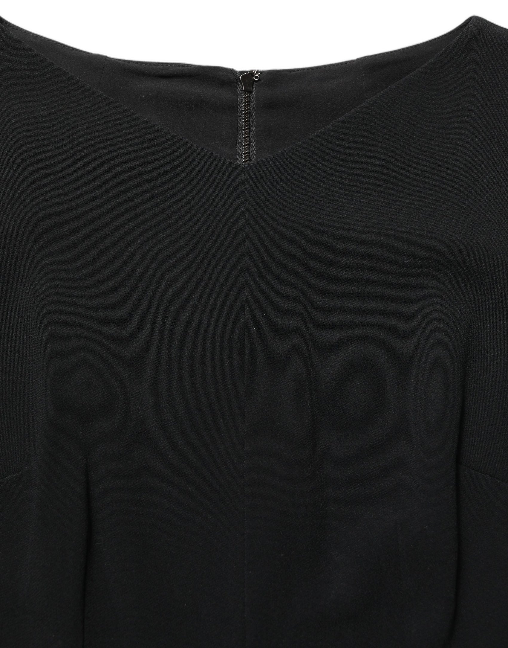 Dolce & Gabbana Black Viscose Short Sleeve A-line Midi Dress