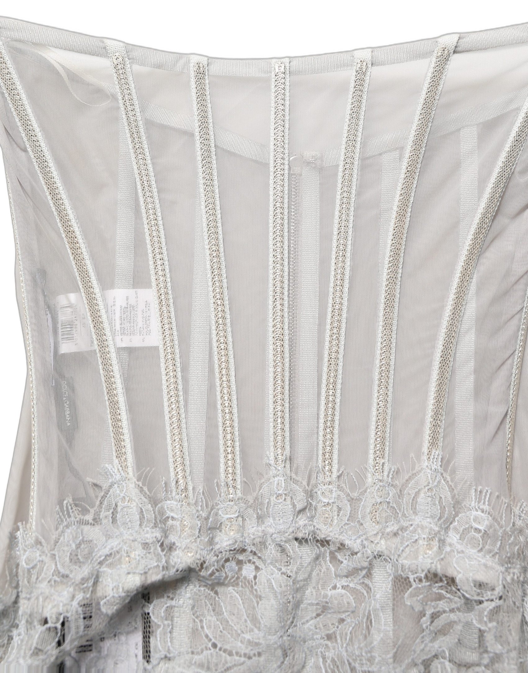 Dolce & Gabbana Gray Lace Corset Style Bodice Maxi Dress