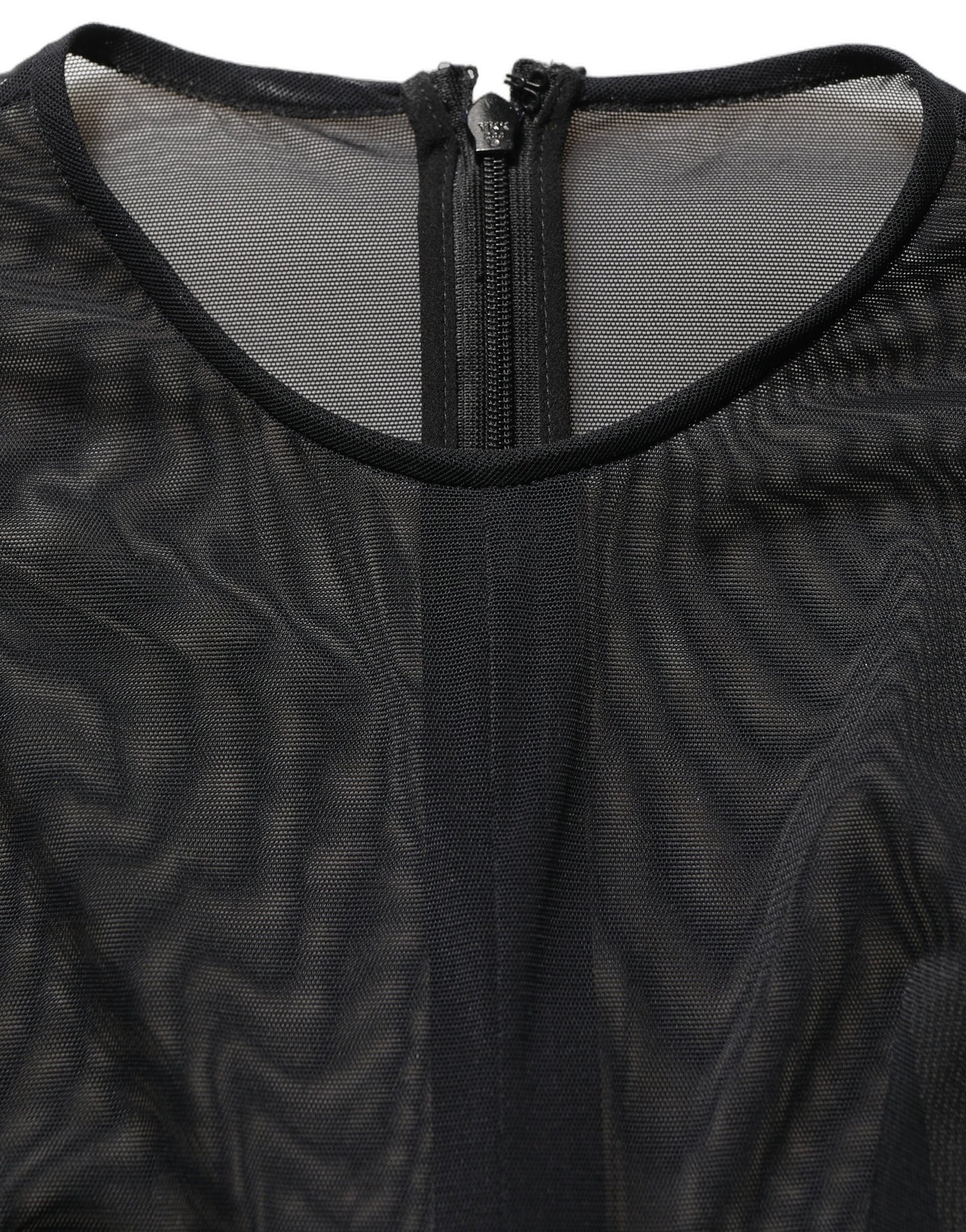 Dolce & Gabbana Black Long Sleeve Sheer Fitted Maxi Dress
