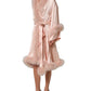 Dolce & Gabbana Light Pink Silk Turkey Feather Wrap Midi Dress