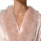 Dolce & Gabbana Light Pink Silk Turkey Feather Wrap Midi Dress