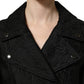 Dolce & Gabbana Black Floral Brocade Biker Blouson Jacket