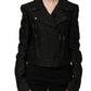 Dolce & Gabbana Black Floral Brocade Biker Blouson Jacket