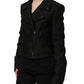Dolce & Gabbana Black Floral Brocade Biker Blouson Jacket