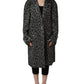 Dolce & Gabbana Black Silver Jacquard Leopard Coat Jacket