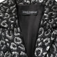 Dolce & Gabbana Black Silver Jacquard Leopard Coat Jacket