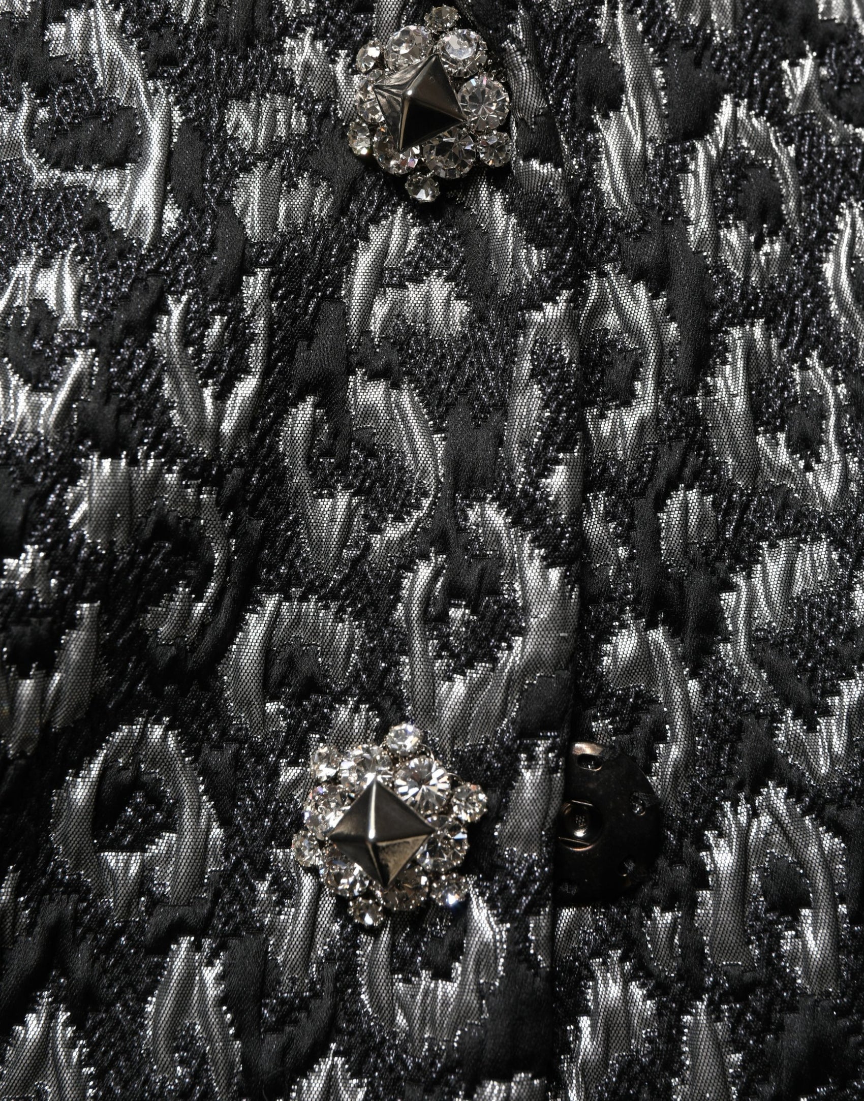 Dolce & Gabbana Black Silver Jacquard Leopard Coat Jacket