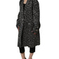 Dolce & Gabbana Black Silver Jacquard Leopard Coat Jacket