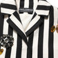 Dolce & Gabbana Black White Striped Embellished Coat Jacket
